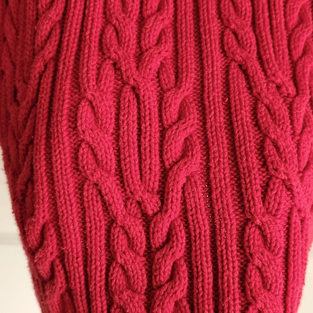Karen Scott, Women's S, Red, Tutrleneck Sweater, Cable Front Design - Picture 3 of 8